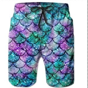 Mermaid scales print swim trunks